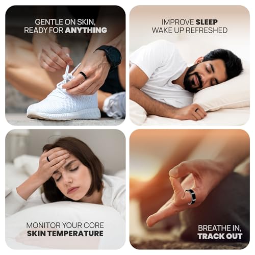 Image of HART Smart Fitness Tracker Ring - Smart Ring - Real-time Heart Rate and Blood Oxygen, Body Recovery, etc - Upto 8 Days Battery Water Resistant (30 mtr) (8, Black)