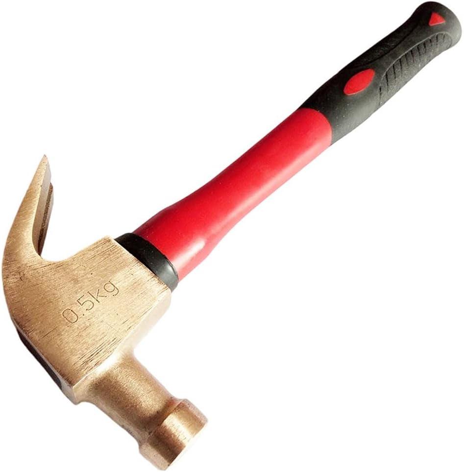 Nixalith Non-Sparking Claw Hammer - 750g(26.5oz), Beryllium Copper Head Length 135mm, Spark-free Claw Hammer with Fiberglass Handle, Total Length 350mm, Corrosion-resistance, Non-magnetic