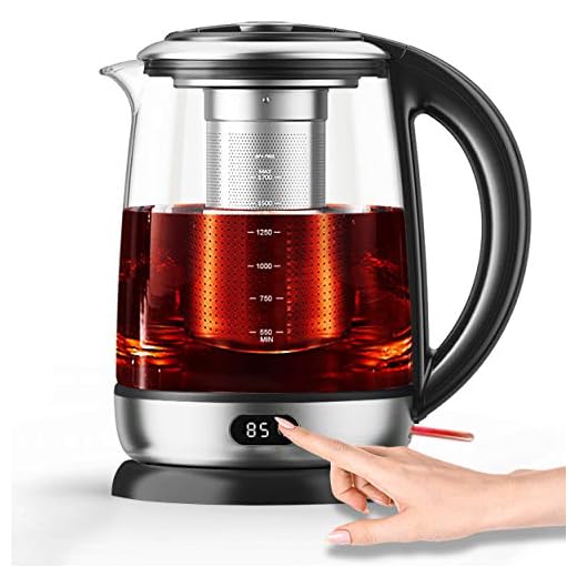 Aicook Tea Kettle, Electric Kettle Glass 1.7L, Precision Tea Maker 6 Temperature Presets with LED Display, Food Grade Stainless Steel, Auto Shut Off, 60min Keep Warm, BPA Free