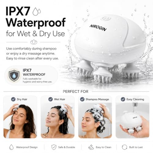 Image of Electric Scalp Massager for Hair Growth | Head Massager Vibrating Machine | Scalp Massager Brush for Deep Head Massage & Stress Relief | Hair Massager for Scalp Massage | Rechargeable (White)