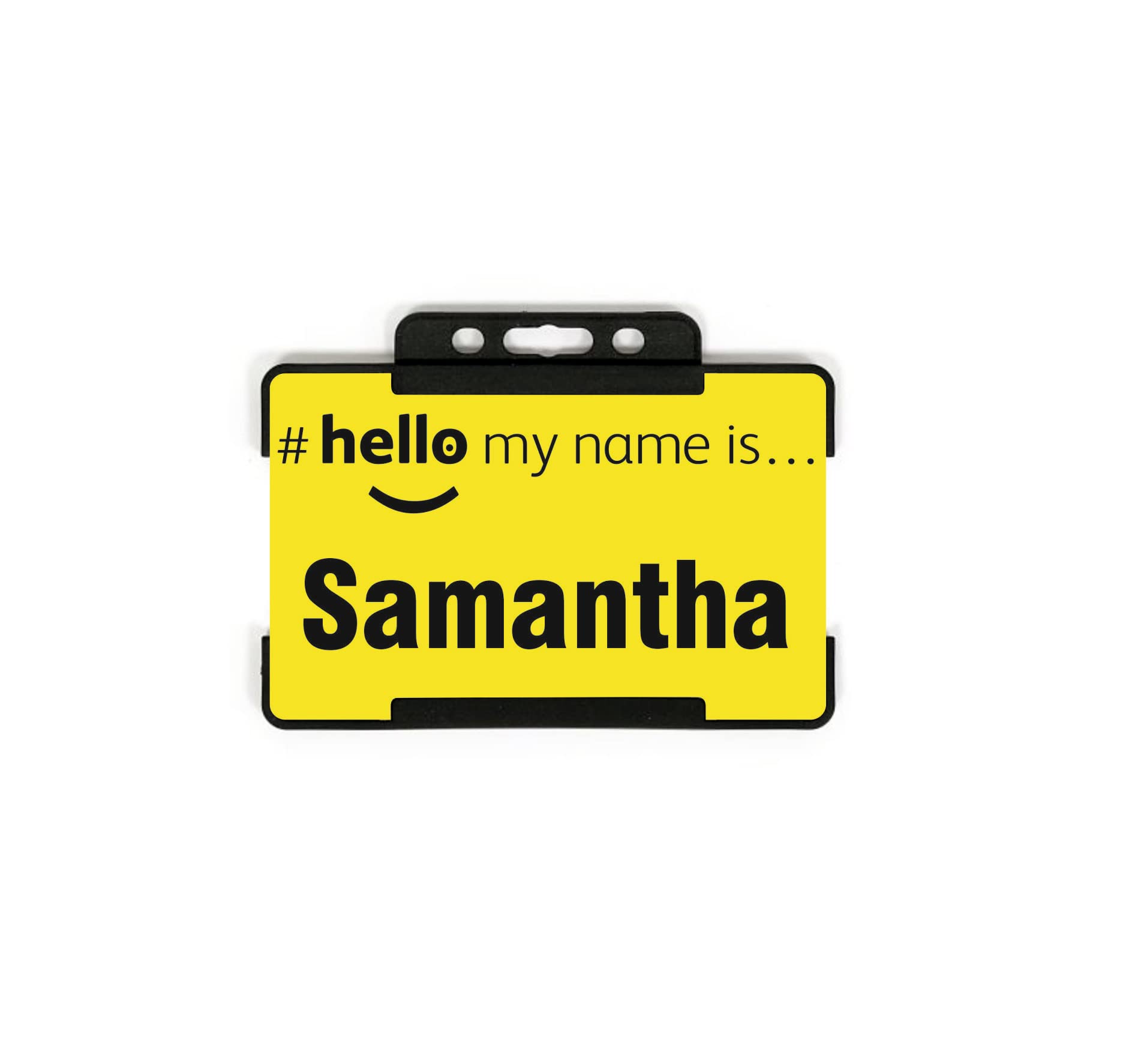 Hello My Name is Yellow Dementia Aware ID Card Personalised Badge Black Lanyard and Holder