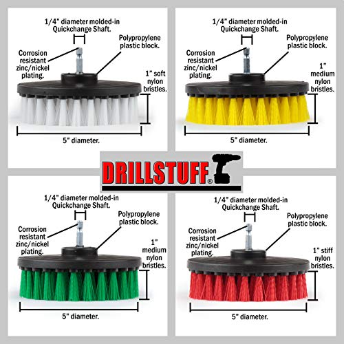 Image of Cleaning Supplies - Drill Brush Power Scrubber Multi Use Kit - Tile Grout Cleaner Tool - Deck Brush - Bathtub, Window, Carpet, Shower Cleaner Attachments for Drill - Clean Mineral Deposits & Soap Scum