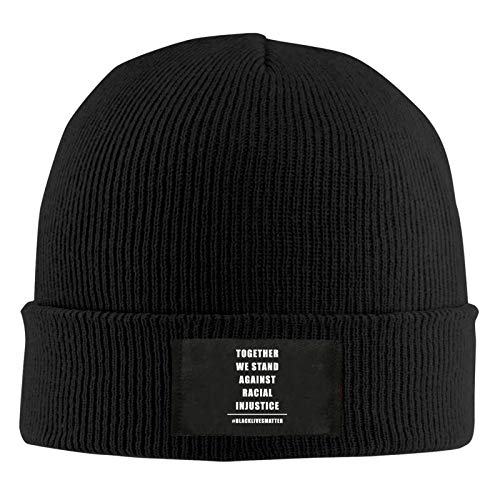 LIFENG Together We Stand Against Racial Injustice Knit Beanie Winter Hats for Men and Women - Warm, Soft & Stretchy Daily Ribbed Toboggan Cap for Cold Weather Black