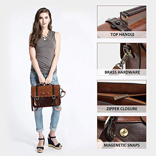 Ecosusi Briefcase For Women Vintage Satchel Purse Handbag Crossbody Messenger Bag #TOP6