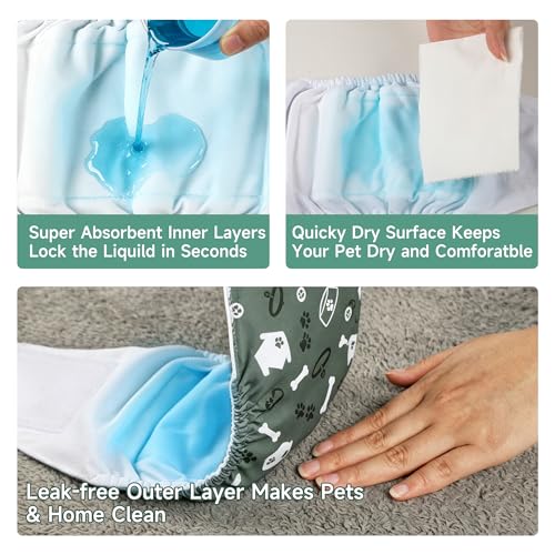 Image of wegreeco Washable Male Dog Belly Band (Stylish Pattern) - Pack of 3 - Dog Diapers Male - Washable Male Dog Belly Wrap (Bones & Footprints, X-Small)