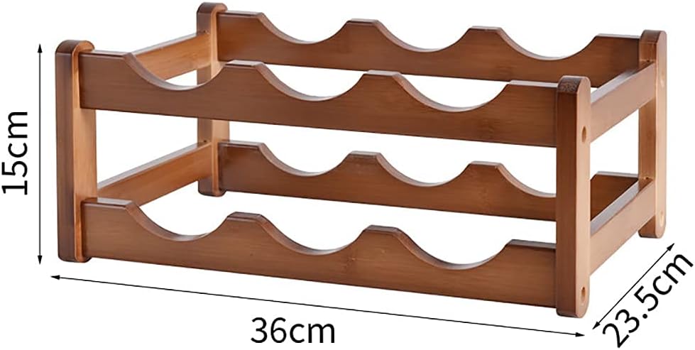 Countertop Cabinet Wine Holder Free Standing Bamboo Wine Racks Wine Storage Shelf for Kitchen Bar Pantry Wine Cellar Basement Countertop High Capacity