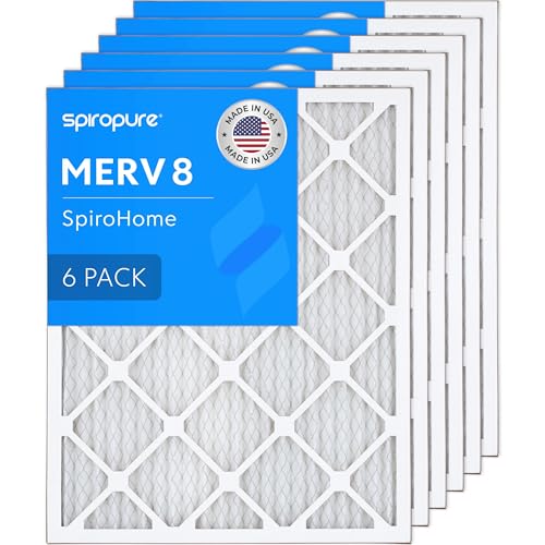 SpiroPure 17.5X21X1 MERV 8 Geothermal Air Filters - Made in USA (6 Pack)