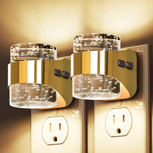 Image of L LOHAS LED Night Light, 2 Pack 3000K Bubble Night Lights Plug into Wall, Acrylic Night Lights with Light Sensor, Adjustable Brightness,Plug in Nightlights for Rooms Bathroom Hallway