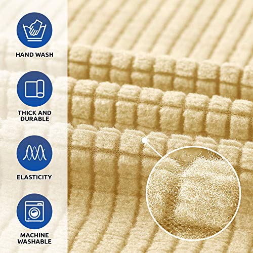 KEKUOU Stretch Oversized Sofa Slipcover 1 Piece Couch Sofa Cover (94"-110") Furniture Protector 4 Seater Sofa with Elastic Bottom for Kids,Pet.Jacquard Checked Pattern Fabric(X Large,Champagne)