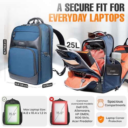 Image of EVERKI Onyx Premium Business Executive Laptop Backpack, Ballistic Nylon and Leather, Travel Friendly