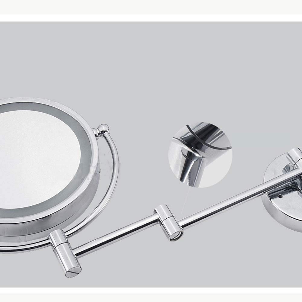 Espejo de maquillaje, espejos de tocador de baño Espejos de baño montados en la pared con Luces, montado en la pared -5 aumentos 8.5'' giratorio de Dos Caras extensible