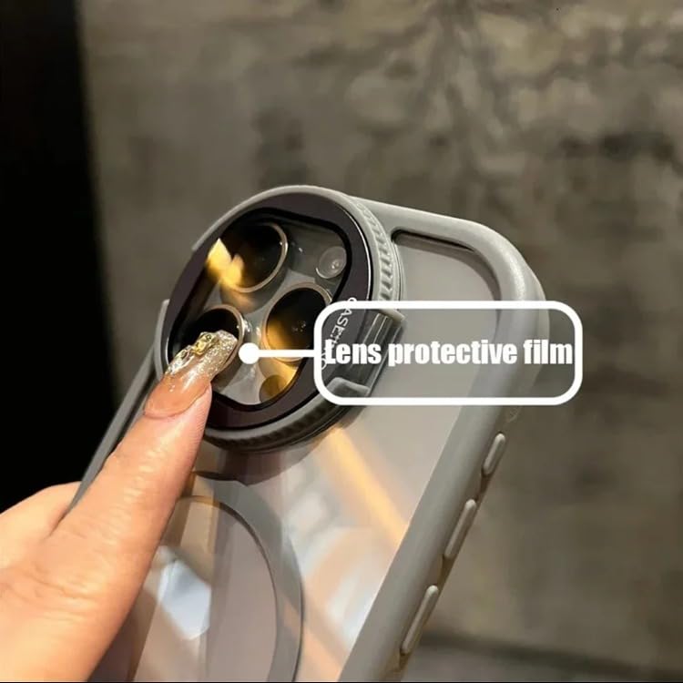 Image of MILLION CASES Back Cover Case for iPhone 15 Pro Shockproof Protective Fortress Lens Flip Stand Mag-Safe Case for Men & Boys(Grey)