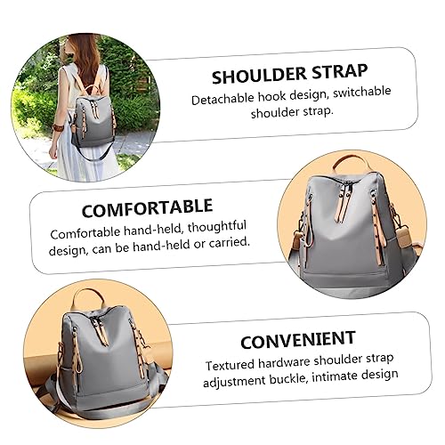 Sac à dos de cours ecole grey en tissu Oxford pour femme - 4