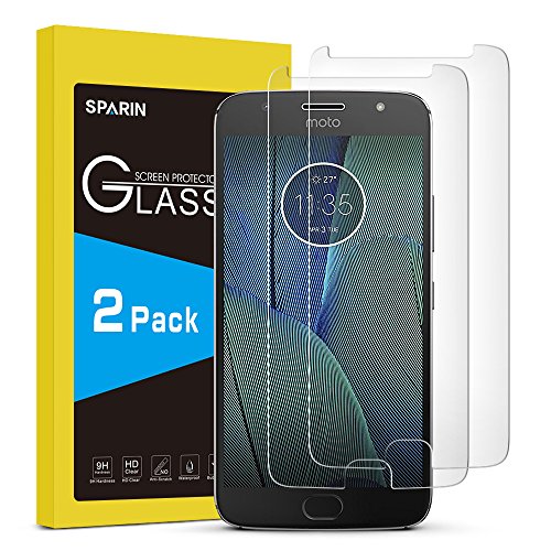 Moto G5S Plus Screen Protector, [2 Pack] SPARIN Tempered Glass Screen Protector for Motorola Moto G5S Plus 5.5 Inch with Ultra Clear, Scratch Resistant, Cutout for Fingerprint Sensor