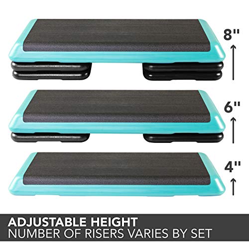 The Step Original Aerobic Platform – Health Club Size – With Four Original Risers (Teal/Purple with Black)