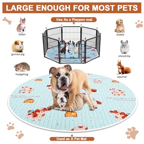Image of 4 Pack Whelping Pads for Dogs, Round Whelping Pads Washable and Waterproof ,Reusable Pet Pee Pads Puppy Training Pad Whelping Floor Pad Whelping Supplies for Dogs (32 inch, Round,Multicolor)