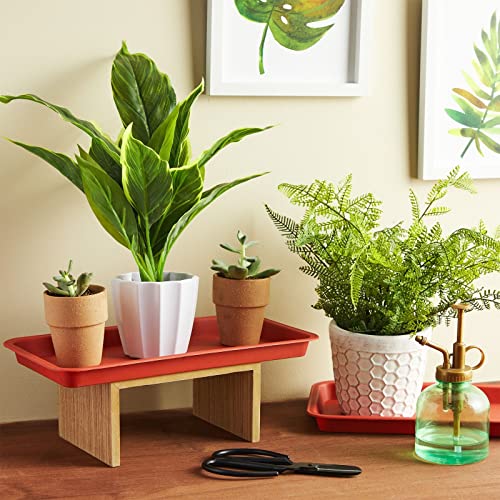 Juvale 8 Pack Plastic Plant Drip Trays For Planters, Pots, Rectangular Saucer Pans For Indoors, Outdoors (Terracotta Red, 6.5X12 In) #TOP1