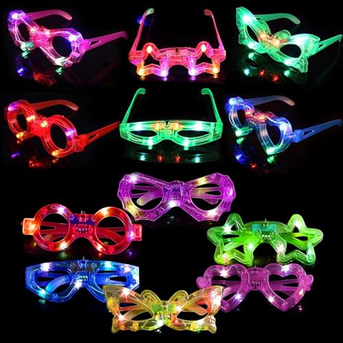 EKKONG Gafas LED Fiesta, 12 Piezas Gafas con Luces LED Gafas