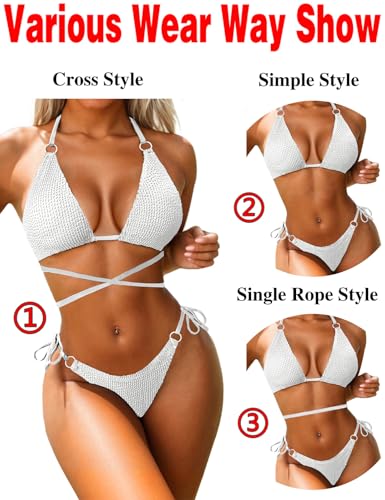 Image of Women Bikini Set Metal Ring Two Piece Swimsuit