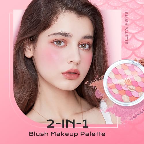 Color Nymph Multi-Colored Blush Highlighter Makeup Palettes | Highly Pigmented Soft Shimmer Powder | Vegan & Cruelty Free, Travel-Friendly Design (Peach Pink & Gold) - Image 6