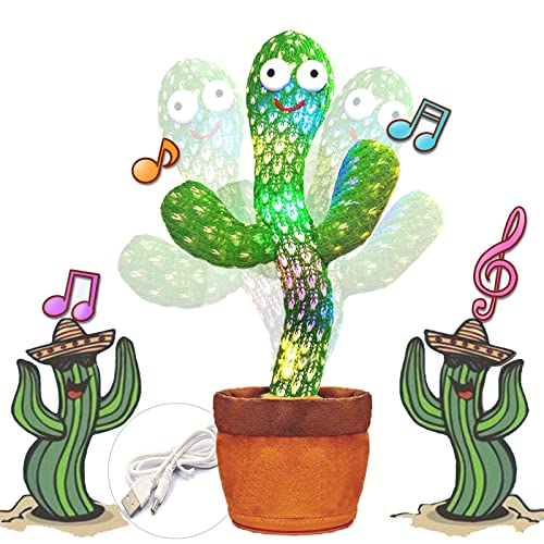 Tdream Dancing Cactus,Talking Cactus Toy,Sunny The Cactus Repeats What You Say,Electronic Dancing Cactus Toy with Lighting,Singing Cactus Recording and Repeat Your Words,Cactus Mimicking Toy for Kids