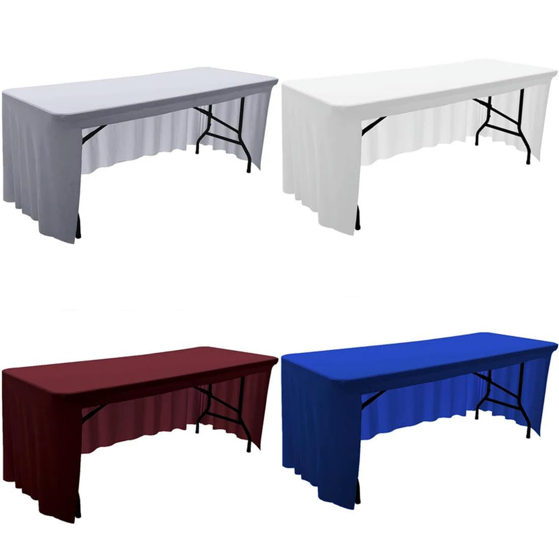 Mantel elástico de licra – Mantel elástico blanco para bodas, banquetes, eventos y fiestas – Falda de mesa perfecta para hoteles y celebraciones
