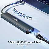 Hub USB-C 7 w 1, adapter USB-C z 4K HDMI, 1 Gb/s Ethernet RJ45, 100 W PD, 2 porty danych USB-A 5 Gb/s, czytnik kart MicroSD i SD, stacja dokująca USB-C do MacBooka Air M2, Windows, przełącznika
