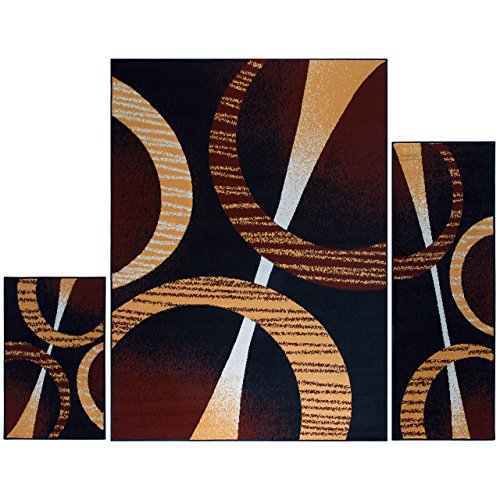 Home Dynamix ARIANA ARCATA HD5194-502 Ariana Arcata Contemporary Bold Abstract Graphic Area Rug, Black/Brown, 3-Piece Set thumb #8