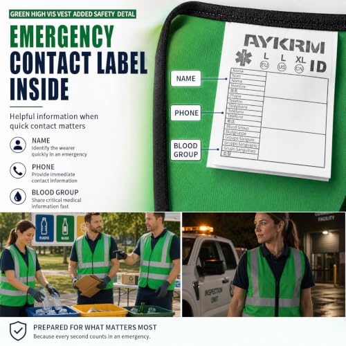 Image of AYKRM 12 colour High visibility viz vest hi vis viz reflective work construction safety vest (XS-8XL)