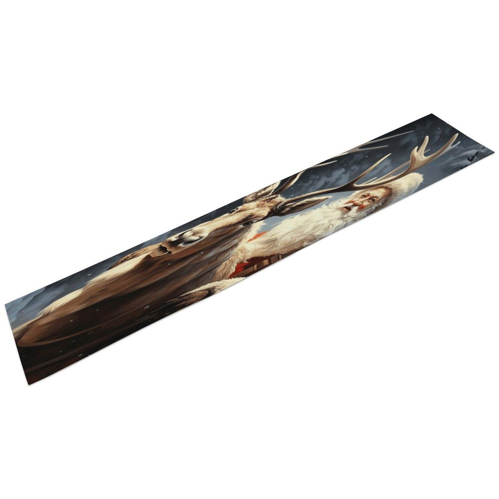 Santa Claus and Deer Elk Table Runner 13" X 72" Exquisite Linen Table Runner Wrinkle Resistant Farmhouse Rustic Table Runners Seasonal Table Decoration for Kitchen Dining Home Party