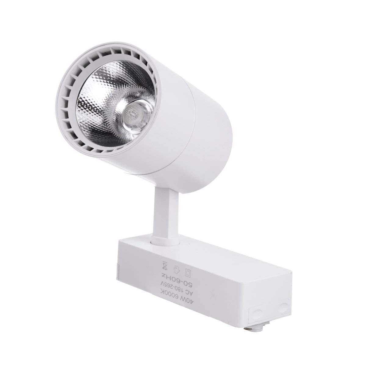 Spot LED rail 40 W lumière blanche froide 6000 K monophasé blanc