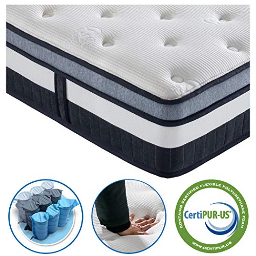 Vesgantti 4FT6 Double Mattress, 11 Inch Pocket Sprung Mattress Double with Breathable Foam and Individually Pocket Spring - Medium, Box Top Collection