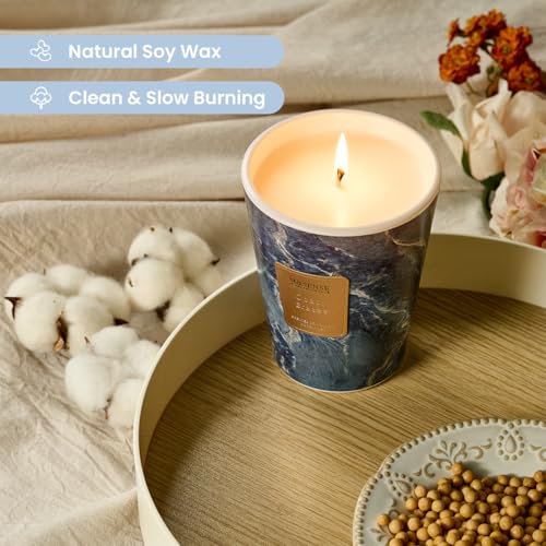 Image of M&SENSE Ocean Breeze Scented Soy Candle, 3 Wick Highly Scented 14.1 Oz 75H, Aromatherapy Christmas Gift for Women and Men