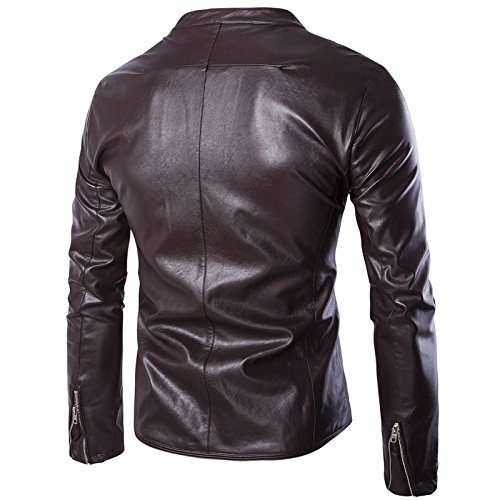 Jaqueta masculina WSLCN de couro sintético para motociclista e motociclista Col Mao casaco com zíper
