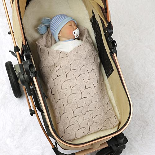 Image of mimixiong 100% Pure Cotton Baby Blanket Extra Soft Cellular Neutral Swaddle Receiving Crib Blanket for Newborn Baby Boy Girl Size 30 x 40 inches (Light Camel)