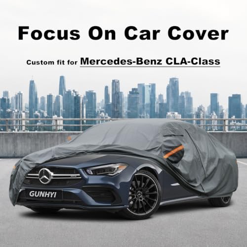 Image of GUNHYI Premium Car Cover Custom Fit Mercedes-Benz CLA-Class, 16 Layers Heavy Duty Car Cover Waterproof All Weather with Zipper Door for Sun Rain Snow Dust Uv Protection