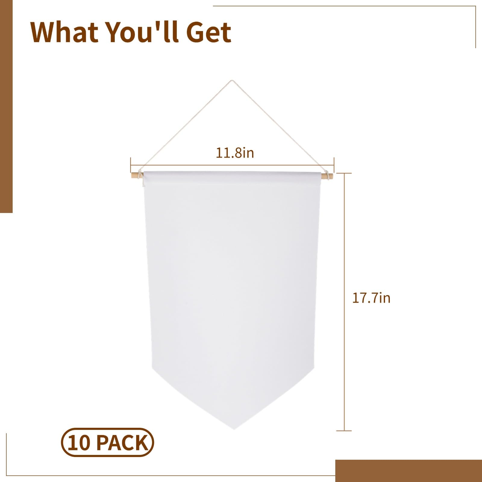 10 Stk. Blanko Canvas Banner, dekorative DIY Wandbanner zum Aufhängen, Wanddisplay-Fahnen für kreative Wandgestaltung, Banner für Emaille-Pins und Anstecknadeln-Sammlung