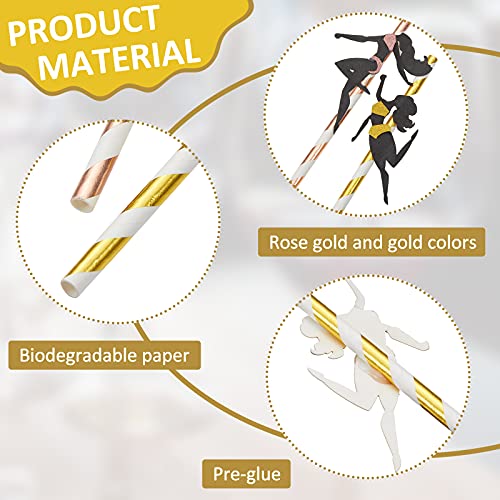 36 pitillos de papel dorados para fiesta miniatura 3