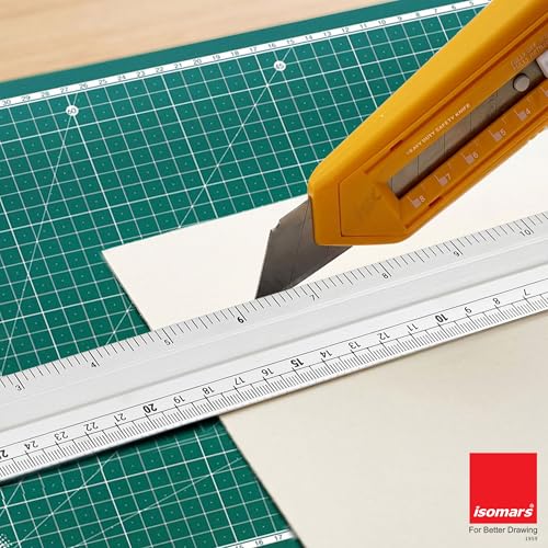 Image of Isomars A3 Self-Healing Cutting Mat with 12 Inch Aluminium Scale & Jumbo Paper Cutter | Precision Cutting Kit for Paper Craft, Artwork, Office, School & DIY Projects