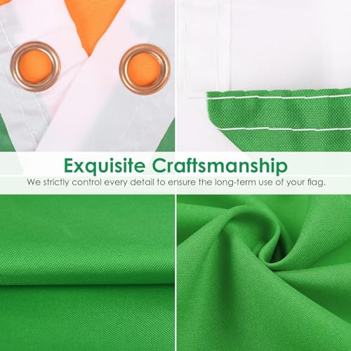 Image of AhfuLife Irish Flag 3x5 Ft, Large Ireland Flag for St Patrick's Day Decorations - Double Side with Brass Eyelets, Bar Garden Street Decoration Indoor Outdoor