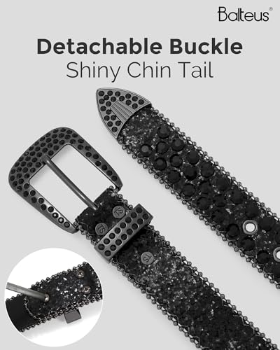 Image of Sparkly Rhinestone Diamond Sequin Studded Belt for Men & Women - Western Cowgirl Cowboy Style