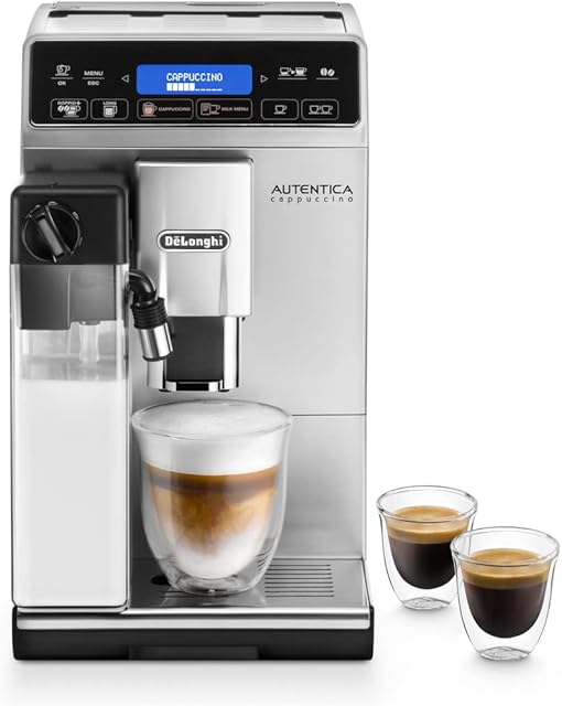 De'Longhi Autentica Cappuccino, Fully Automatic Bean to Cup Coffee Machine, Espresso Maker,1.4 litres, ETAM29.660.SB, Silver and Black