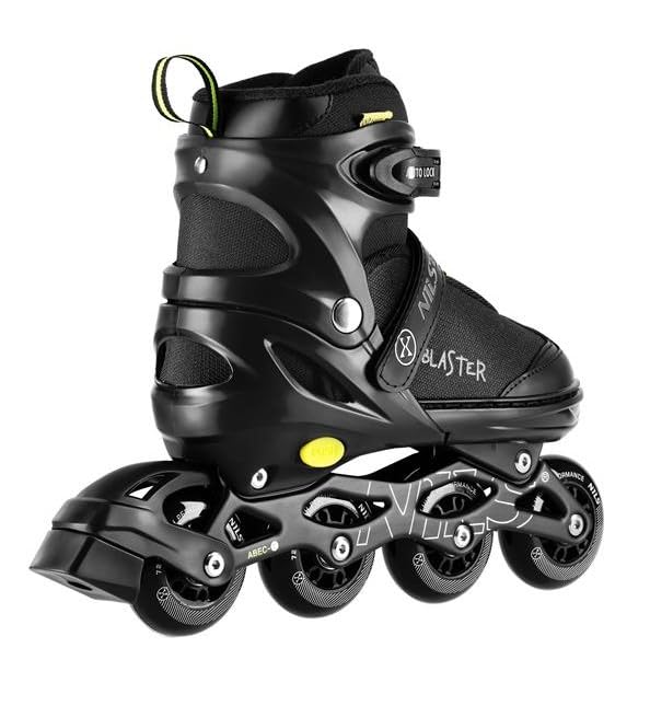 NILS Extreme Blaster Inline Skates Adult & Youth Black with Yellow Auto-Lock System