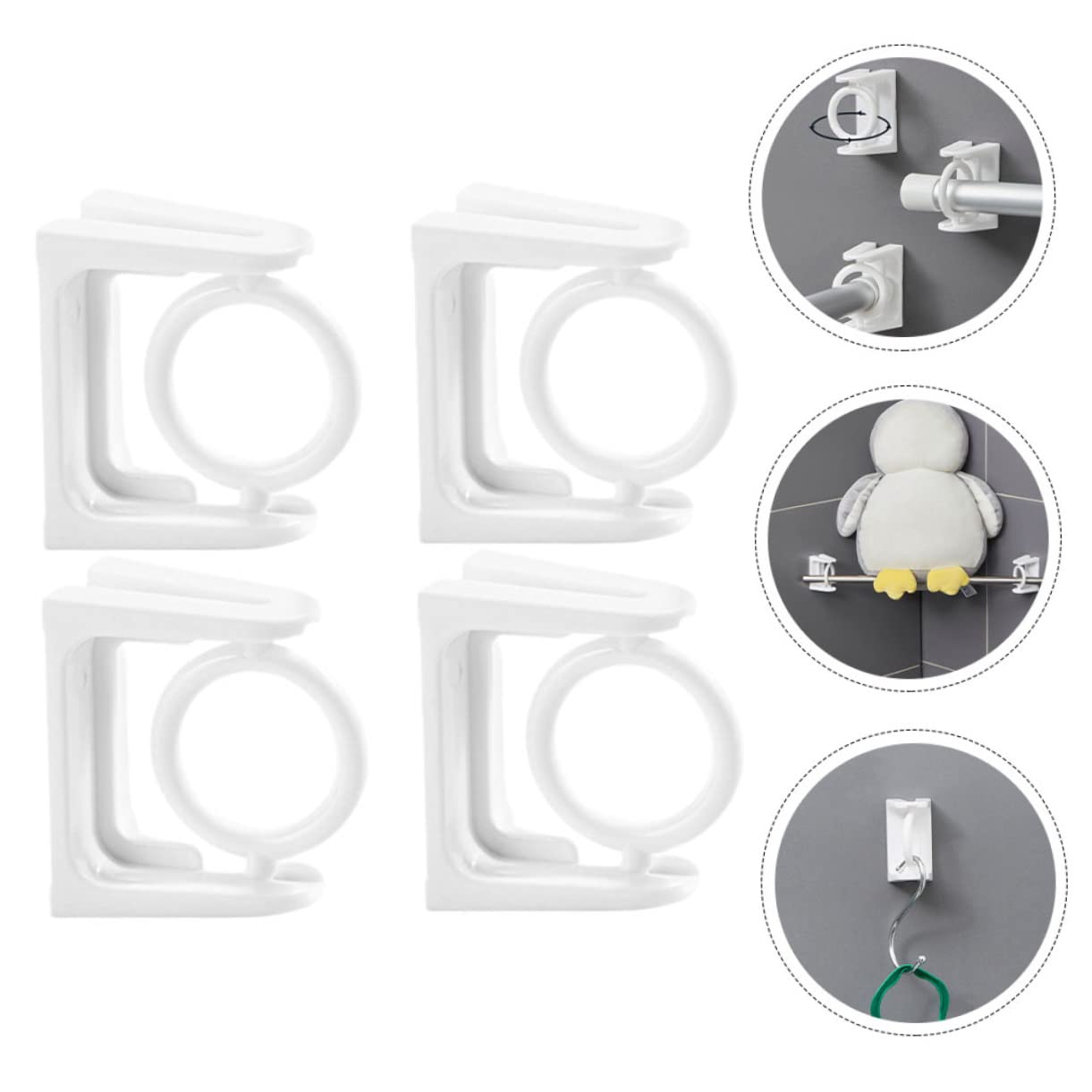 MAGICLULU 5 Set Asta di A Gancio Rotante Sospeso Staffa per Aste per Tende da Trapano Ganci Drappeggiati Ganci per Tende Montato Bianca Plastica 4 Pezzi*5