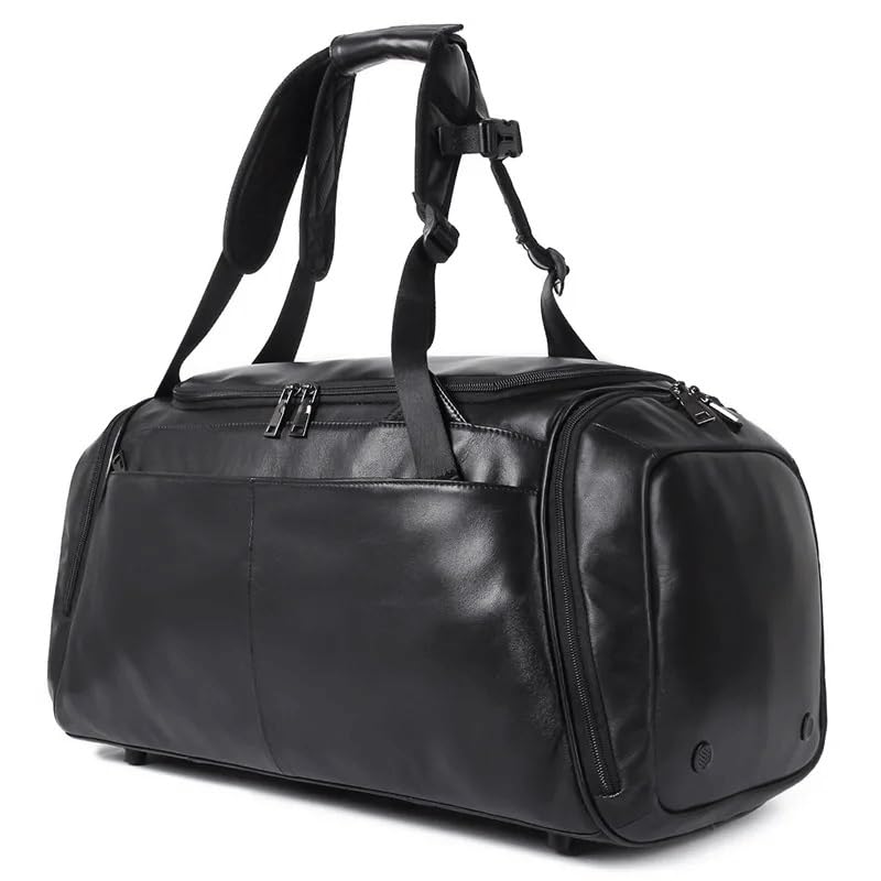 HBJWOV Retro Leather Duffle Bag Weekend Bag Men's Handbag Men Real Cowhide Leather Travel Duffle Bag2