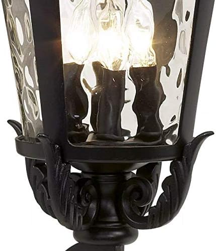 Miniatura 3 de John Timberland Marsella - Lámpara de pared rústica vintage para exteriores, con textura de desplazamiento negro, de 27 12 pulgadas, vidrio