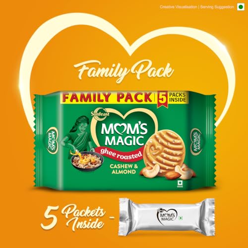 Image of Mom's Magic Rich Cashew Almond Cookies | Roasted Cashew Almond | Rich Butter biscuits | Mom's favourite baked cookies 584g - Pack of 2