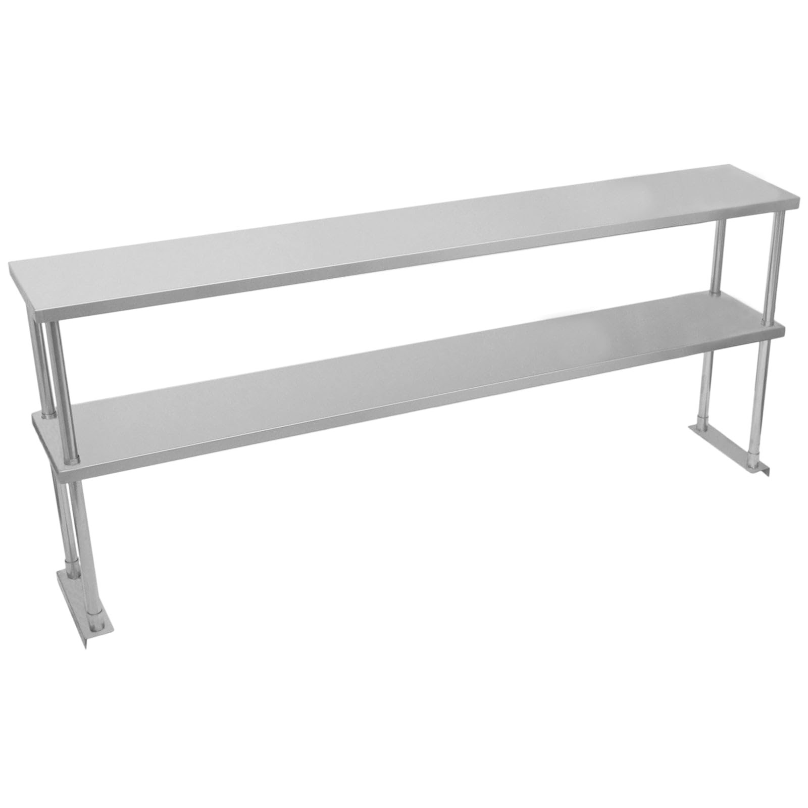Ripiano con Mensole per Tavolo in Acciaio Inox da Cucina Ristorante, Sovrastruttura di Appoggio per Tavoli in Acciaio Inossidabile Resistente alla Corrosione - Doppia - 180cm