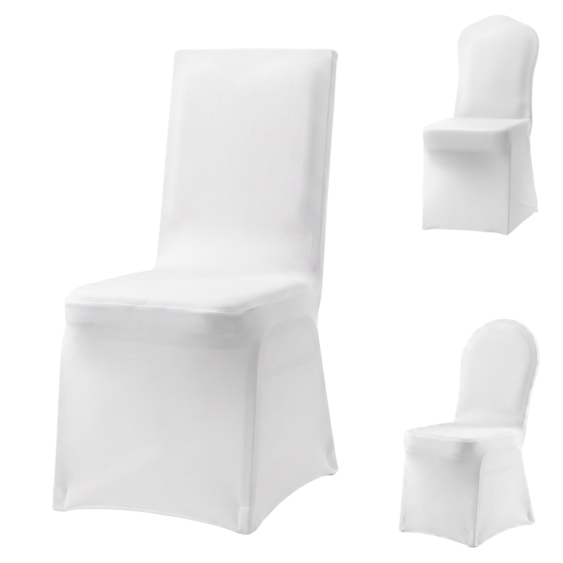 LARS360 White Stretch Chair Covers Slipcover Protective Covers for Dining Chairs Wedding Banquet Party Decoration (50pcs Stretch Chair Covers)