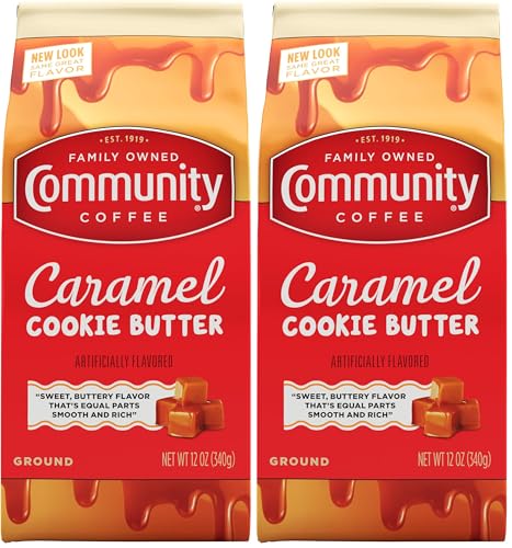 Image of Community Coffee Caramel Cookie Butter Flavored 12 Ounces, Medium Roast Ground Coffee, 12 Ounce Bag (Pack of 2)